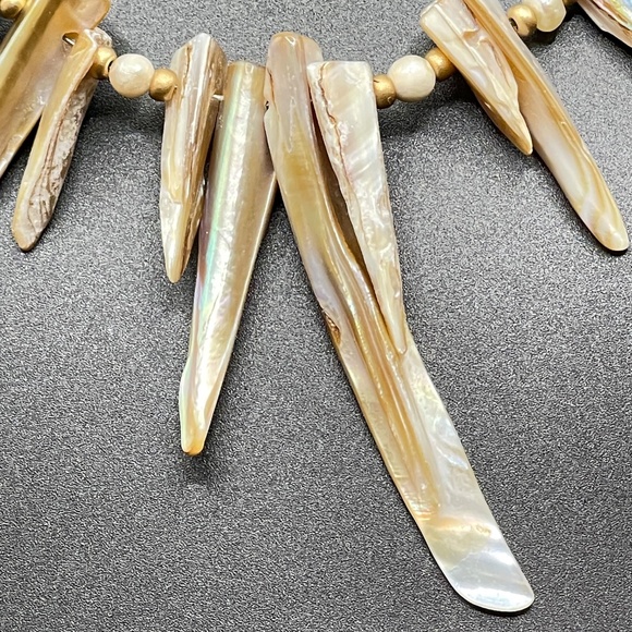 Statement Necklace Natural Shell Freshwater Pearl Czech Glass - Picture 16 of 16